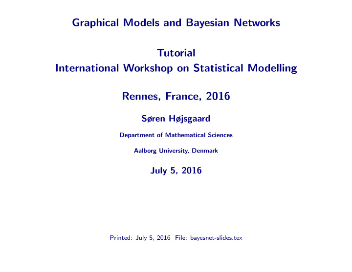 graphical models and bayesian networks tutorial