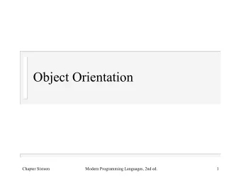 Object Orientation  Chapter Sixteen  Modern Programming Languages, 2nd ed.  1  Definitions  Give