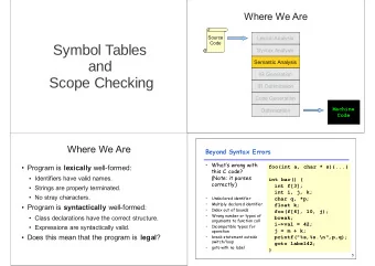 Symbol Tables  Syntax Analysis  and  Semantic Analysis  IR Generation  Scope Checking  IR
