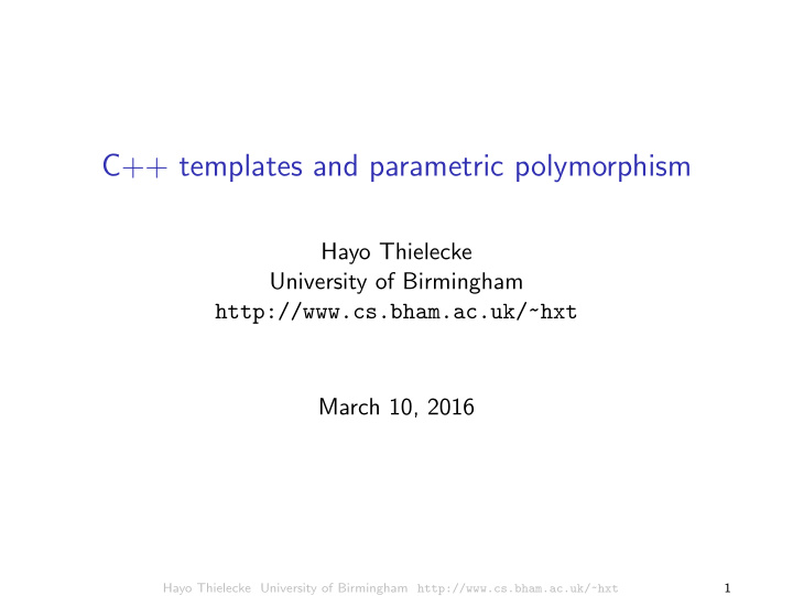 c templates and parametric polymorphism