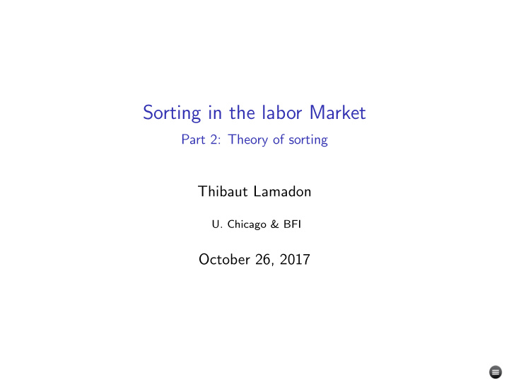 sorting in the labor market