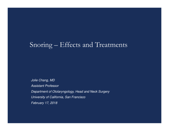 snoring effects and treatments