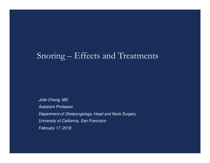 snoring effects and treatments