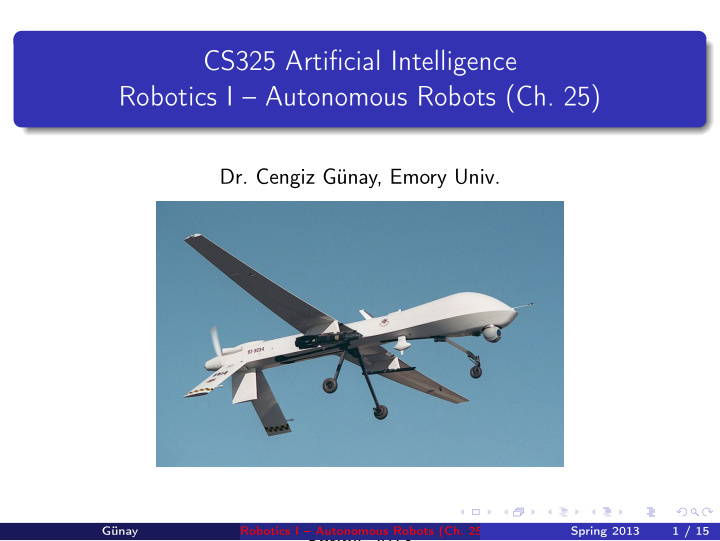 cs325 artificial intelligence robotics i autonomous
