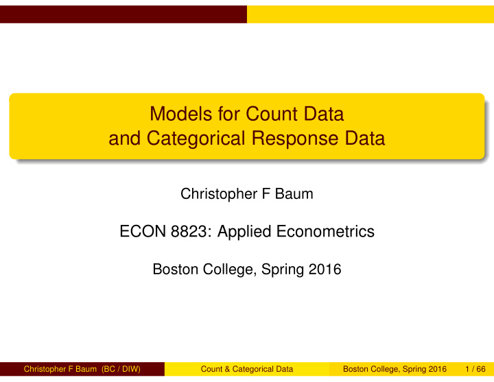 models for count data and categorical response data