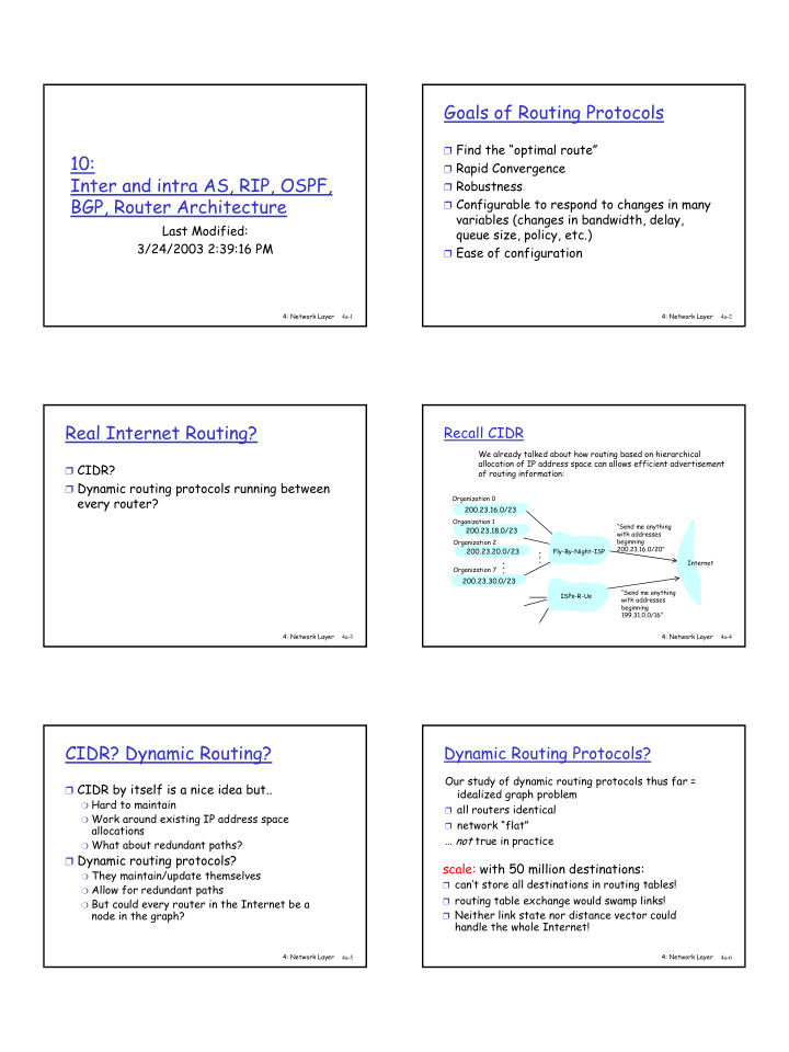 goals of routing protocols