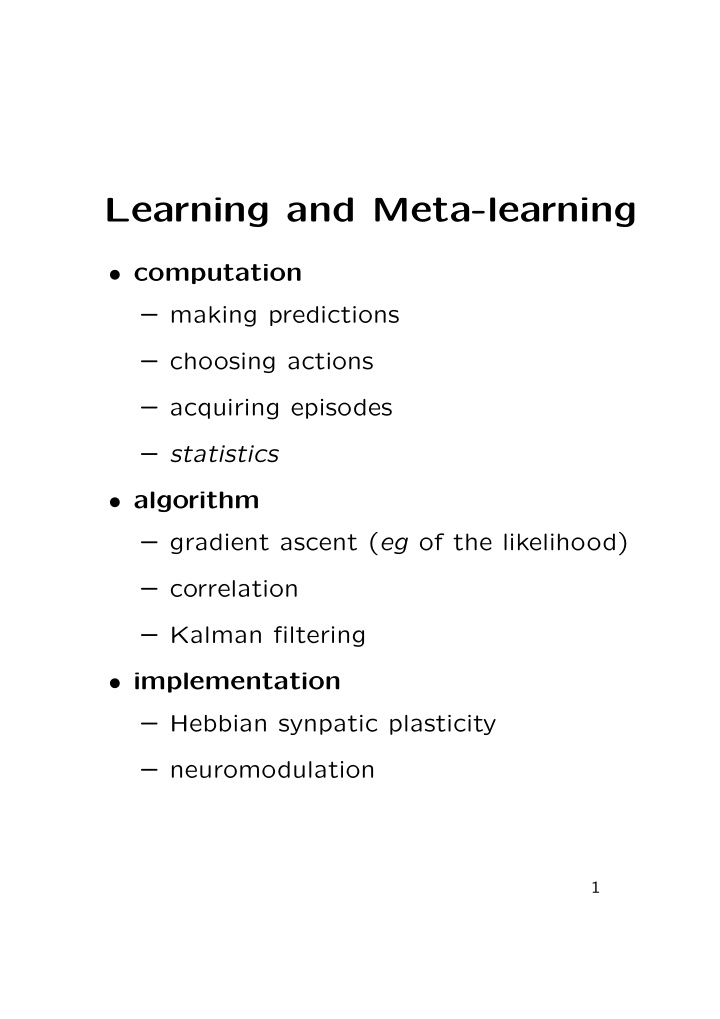 learning and meta learning