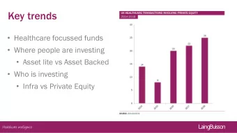 Key trends  Healthcare focussed funds  Where people are investing  Asset lite vs Asset