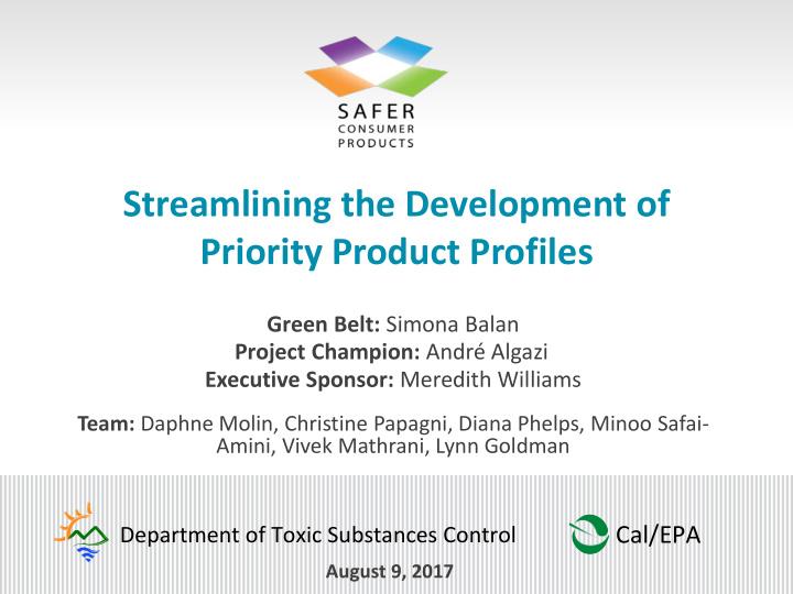 streamlining the development of priority product profiles
