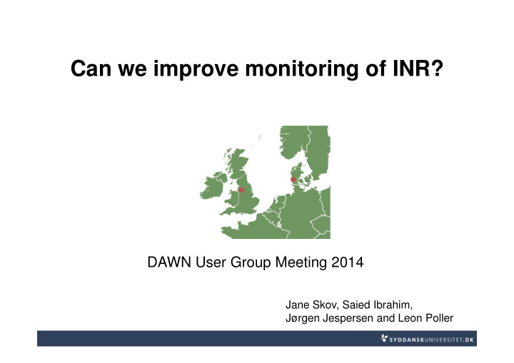 can we improve monitoring of inr