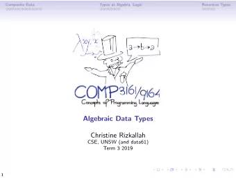 Algebraic Data Types  Christine Rizkallah  CSE, UNSW (and data61)  Term 3 2019  1  Composite Data