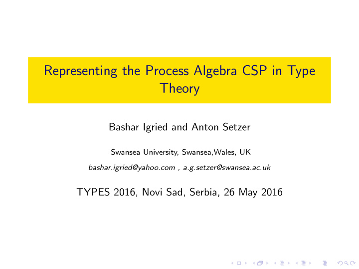 representing the process algebra csp in type theory