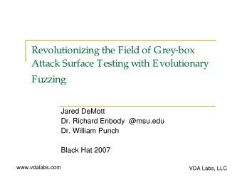 Revolutionizing the Field of Grey-box  Attack Surface Testing with Evolutionary  Fuzzing  Jared