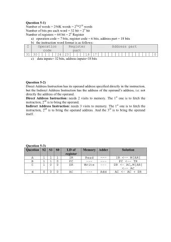 Question 5-1) Number of words = 256K words = 2 8 *2 10 words Number of bits pre each word = 32 bit