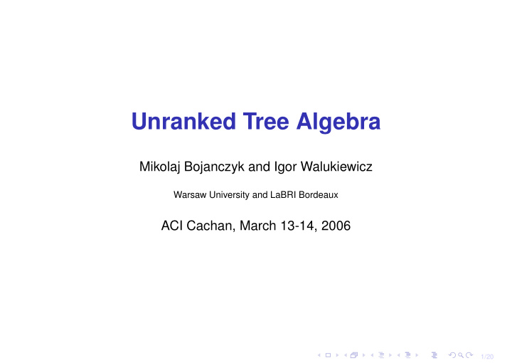 unranked tree algebra