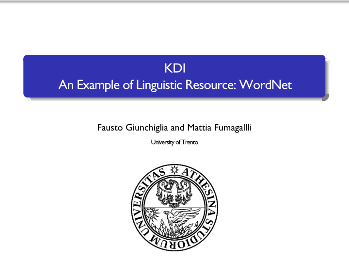 kdi an example of linguistic resource wordnet