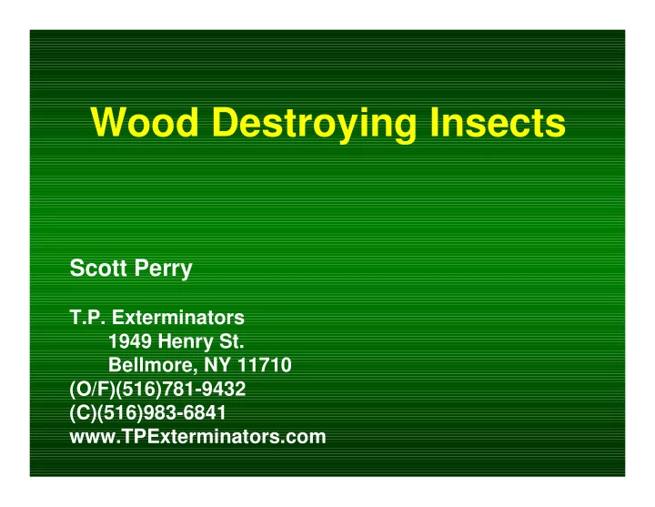 wood destroying insects