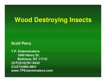 Wood Destroying Insects  Scott Perry  T.P. Exterminators  1949 Henry St.  Bellmore, NY 11710