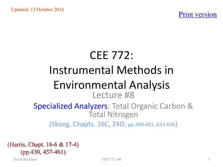 cee 772 instrumental methods in environmental analysis