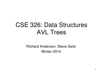 CSE 326: Data Structures  AVL Trees  Richard Anderson, Steve Seitz  Winter 2014  1  Announcements