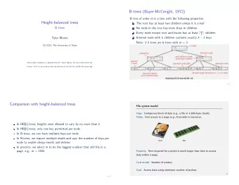 B-trees (Bayer-McCreight, 1972) B tree of order m is a tree with the following properties