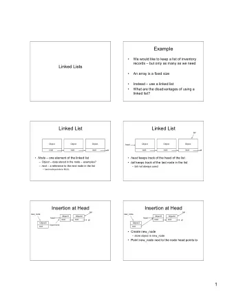 Example    We would like to keep a list of inventory  records  but only as many as we need