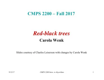 Red-black trees  Carola Wenk  Slides courtesy of Charles Leiserson with changes by Carola Wenk