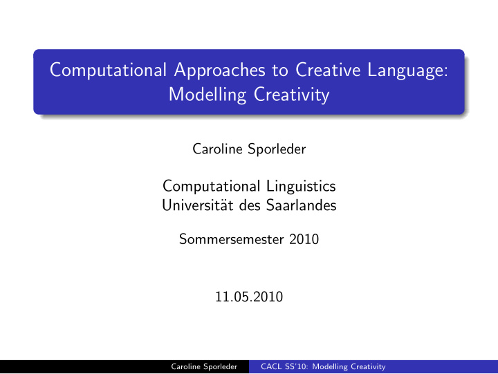 computational approaches to creative language modelling