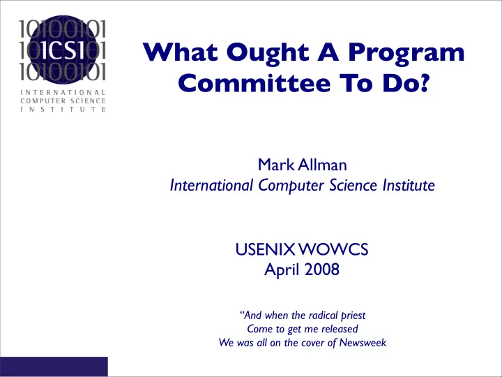 what ought a program committee to do