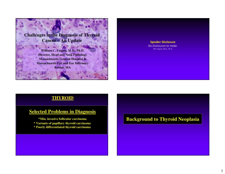 selected problems in diagnosis background to thyroid