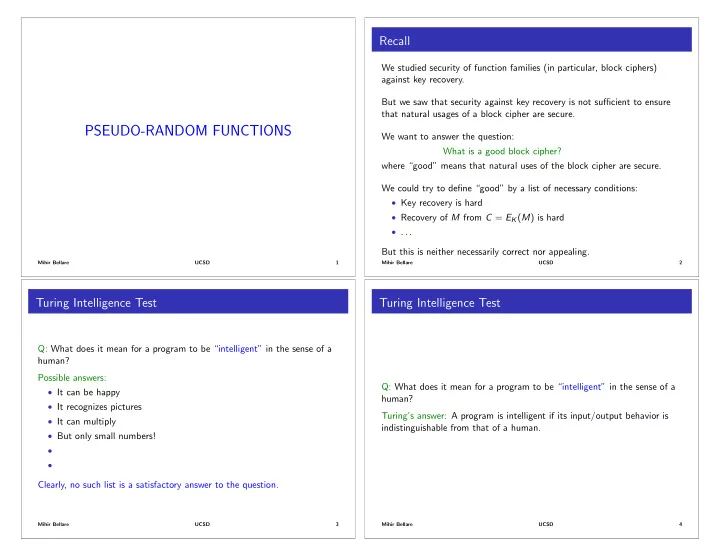 pseudo random functions