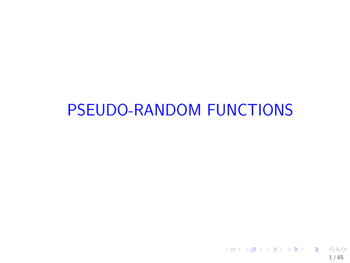 pseudo random functions
