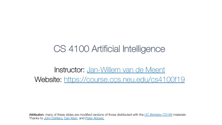 cs 4100 artificial al intelligence