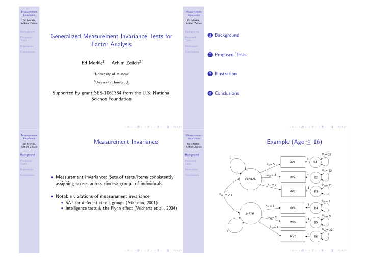 generalized measurement invariance tests for