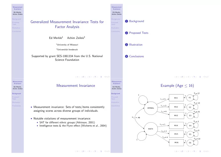generalized measurement invariance tests for