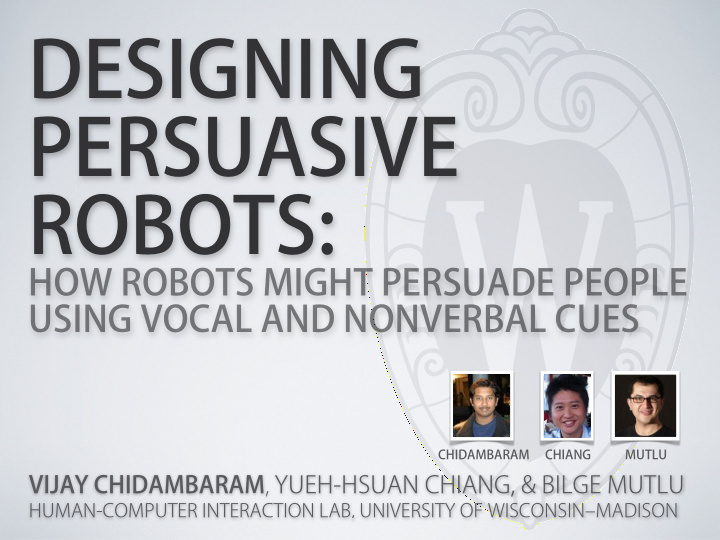 designing persuasive robots