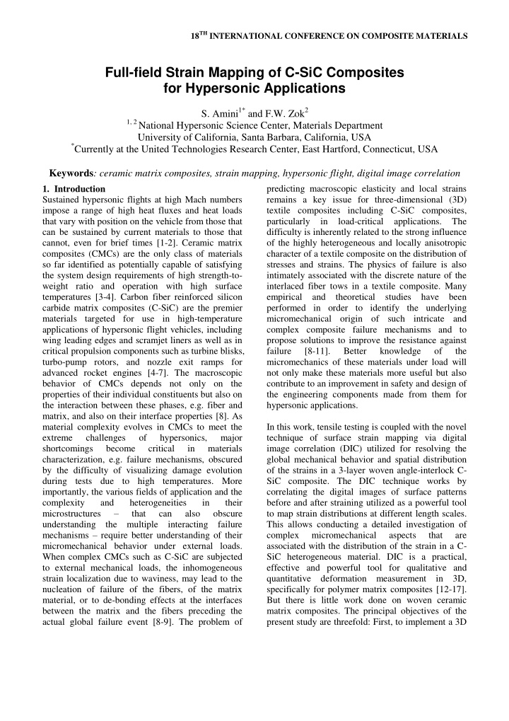 full field strain mapping of c sic composites for