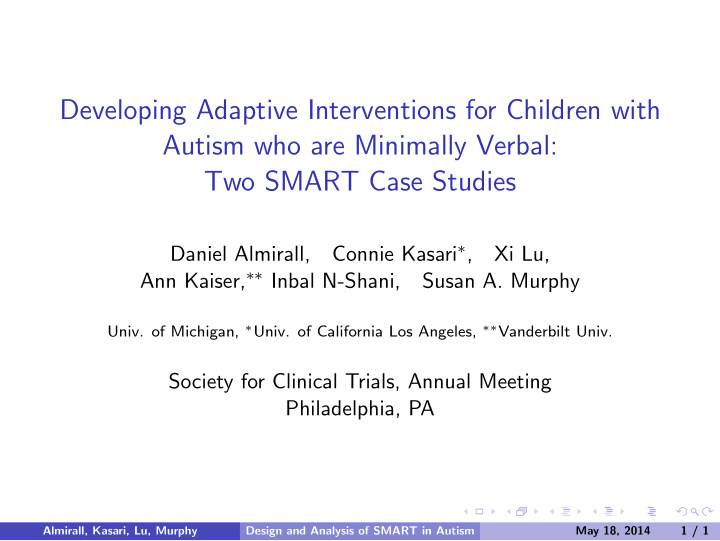 developing adaptive interventions for children with