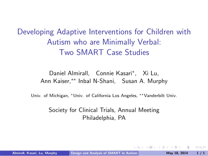 developing adaptive interventions for children with