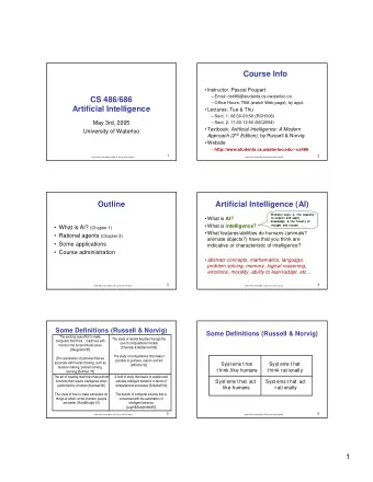 Course Info  Instructor: Pascal Poupart   Email: cs486@students.cs.uwaterloo.ca  CS 486/686