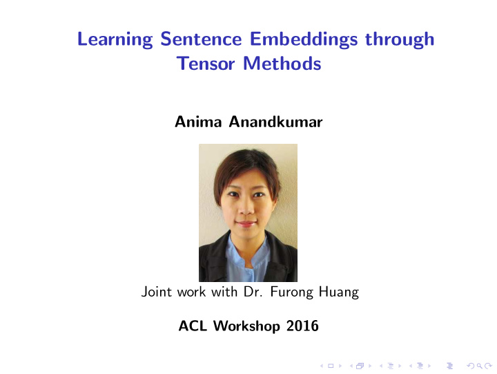 learning sentence embeddings through tensor methods