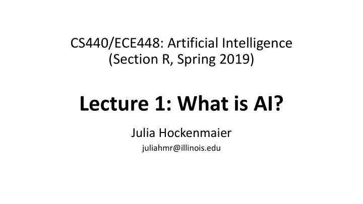 lecture 1 what is ai