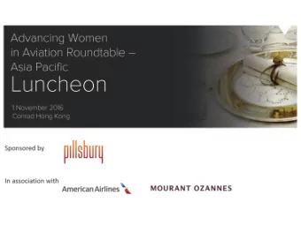 Advancing Women in Aviation  Roundtable Luncheon  Hong Kong  Tuesday, November 1, 2016  Amelia