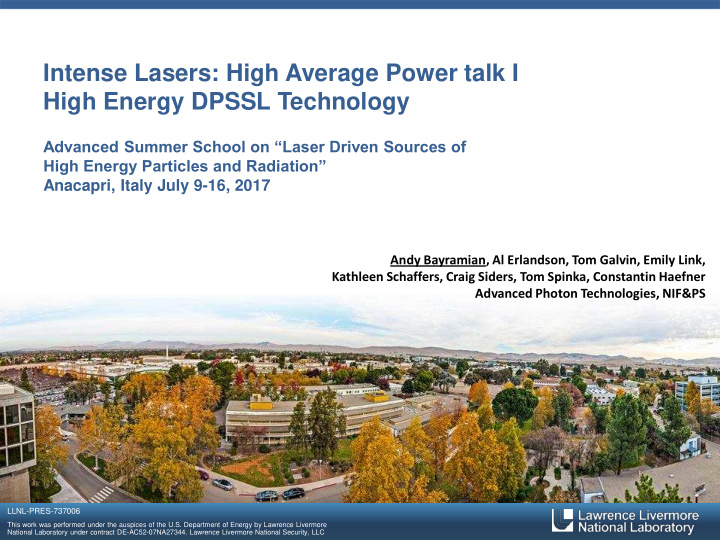 intense lasers high average power talk i