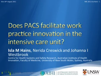 Isla  M  Hains ,  Nerida  Creswick  and  Johanna  I    Westbrook