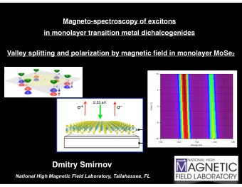 Dmitry Smirnov  National High Magnetic Field Laboratory, Tallahassee, FL  Magneto-spectroscopy of