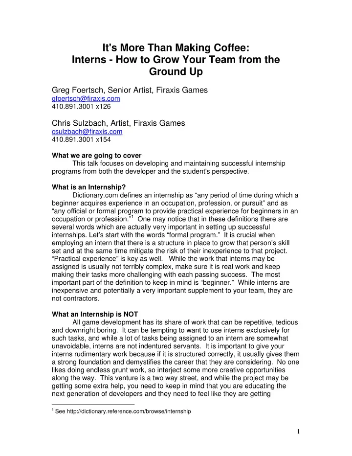 it s more than making coffee interns how to grow your