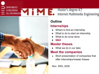 Outline  Internships    Where to find an internship    What to do to start an internship
