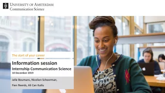 Information session  Internship Communication Science  10 December 2019  Jelle Boumans, Nicolien
