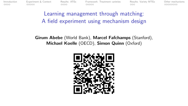 learning management through matching a field experiment